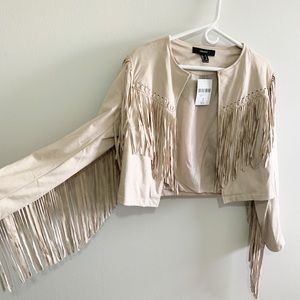 NWT Forever 21 Taupe Western Fringe Jacket
